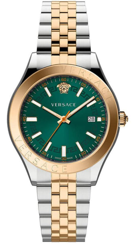 Versace Hellenyium Quartz Green Dial Two Tone Steel Strap Watch for Men - VEVK01324 Buy Now By Versace