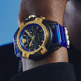 Versace Icon Active Chronograph Black Dial Blue Rubber Strap Watch For Men VEZ700521 Buy Now By Versace
