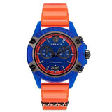 Versace Icon Active Chronograph Quartz Blue Dial Orange Rubber Strap Watch For Men - VEZ700922 Buy Now By Versace