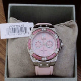 Guess Limelight Quartz Diamonds Pink Dial Pink Denim Strap Watch For Women - W0775l15 Buy Now By Guess