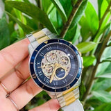 Fossil Grant Sport Automatic Skeleton Blue Dial Two Tone Steel Strap Watch for Men - ME3141 Buy Now By Fossil