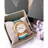 Guess Limelight Crystal White Dial Light Blue Rubber Strap Watch for Women - W1053L6 Buy Now By Guess