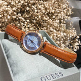 Guess Park Avenue Blue Dial Brown Leather Strap Watch for Women - W0838L2 Buy Now By Guess
