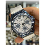 Guess Starlight Diamonds Silver Dial White Rubber Strap Watch for Women - W0846L7 Buy Now By Guess