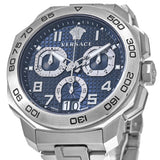 Versace Dylos Chronograph Blue Dial Silver Steel Strap Watch for Men - VQC090016 Buy Now By Versace