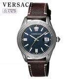 Versace Greca Time Quartz Blue Dial Brown Leather Strap Watch For Men - VE3K00122 Buy Now By Versace