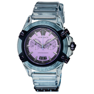 Versace Icon Active Chronograph Purple Dial Blue Silicone Strap Watch For Men - VEZ701523 Buy Now By Versace