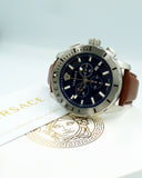 Versace Casual Chronograph Blue Dial Brown Leather Strap Watch for Men - VERG002-18 Buy Now By Versace