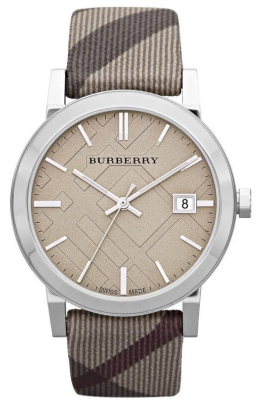 Burberry The City Beige Dial Chequered Brown Leather Strap Watch for Women - BU9029 Buy Now By Burberry