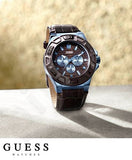 Guess Force Quartz Brown Dial Brown Leather Strap Watch For Men - W0674G5 Buy Now By Guess