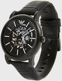 Emporio Armani Meccanico Automatic Skeleton Dial Black Leather Strap Watch For Men - AR60008 Buy Now By Emporio Armani