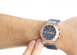 Guess Rigor Analog Blue Dial Blue Denim Strap Watch For Men - W0040G6 Buy Now By Guess