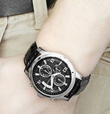 Guess Exec Chronograph Quartz Black Dial Black Leather Strap Watch for Men - W0076G1 Buy Now By Guess