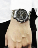 Guess Horizon Chronograph Quartz Black Dial Silver Steel Strap Watch For Men - W0379G1 Buy Now By Guess