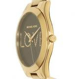 Michael Kors Slim Runway Black Dial Gold Steel Strap Watch for Women - MK3803 Buy Now By Michael Kors