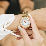 Michael Kors Lauryn Mother of Pearl White Dial Gold Steel Strap Watch for Women - MK3899 Buy Now By Michael Kors