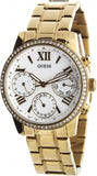 Guess Mini Sunrise Diamonds Silver Dial Gold Steel Strap Watch for Women - W0623L3 Buy Now By Guess