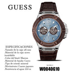 Guess Rigor Analogue Quartz Blue Dial Brown Leather Strap Watch For Men - W0040G10 Buy Now By Guess