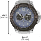 Guess Rigor Analogue Quartz Blue Dial Brown Leather Strap Watch For Men - W0040G10 Buy Now By Guess