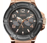 Guess Rigor Analog Black Dial Black Leather Strap Watch For Men - W0040G5 Buy Now By Guess