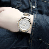 Guess Exec Chronograph White Dial Two Tone Steel Strap Watch for Men - W0075G2 Buy Now By Guess