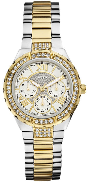 Guess Viva Diamonds Silver Dial Two Tone Steel Strap Watch for Women - W0111L5 Buy Now By Guess