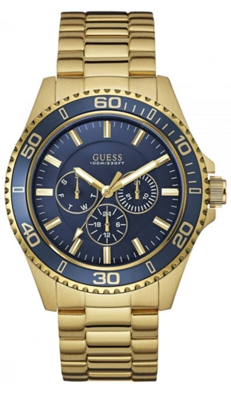 Guess Chaser Multifunction Blue Dial Gold Steel Strap Watch for Men - W0172G5 Buy Now By Guess