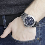 Guess Rigor Quartz Black Dial Silver Steel Strap Watch For Men - W0218G2 Buy Now By Guess