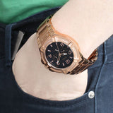 Guess Rigor Multi Function Black Dial Rose Gold Steel Strap Watch For Men - W0218G3 Buy Now By Guess