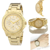Guess Mini Phantom Diamonds Gold Dial Gold Steel Strap Watch for Women - W0235L5 Buy Now By Guess