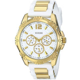 Guess Intrepid White Dial Two Tone Silicone Strap Watch For Women - W0325L2 Buy Now By Guess