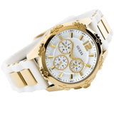 Guess Intrepid White Dial Two Tone Silicone Strap Watch For Women - W0325L2 Buy Now By Guess
