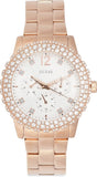 Guess Dazzler Diamonds Silver Dial Rose Gold Steel Strap Watch for Women - W0335L3 Buy Now By Guess