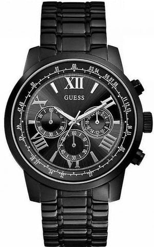 Guess Horizon Chronograph Black Dial Black Steel Strap Watch For Men - W0379G2 Buy Now By Guess