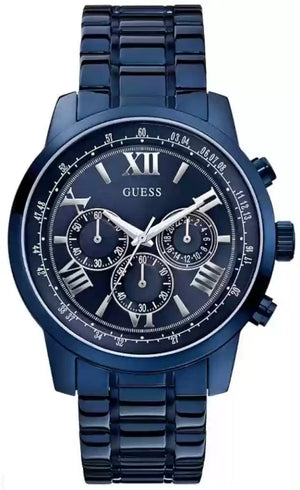 Guess Horizon Chronograph Black Dial Blue Steel Strap Watch For Men - W0379G5 Buy Now By Guess