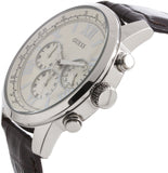 Guess Horizon Chronograph White Dial Brown Leather Strap Watch For Men - W0380G2 Buy Now By Guess