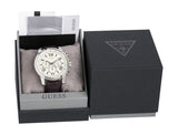 Guess Horizon Chronograph White Dial Brown Leather Strap Watch For Men - W0380G2 Buy Now By Guess