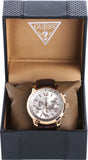Guess Horizon Quartz Champagne Dial Brown Leather Strap Watch For Women - W0380G4 Buy Now By Guess