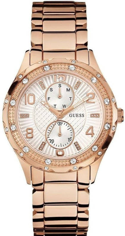 Guess Siren Diamonds White Dial Rose Gold Steel Strap Watch for Women - W0442L3 Buy Now By Guess