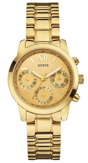 Guess Mini Sunrise Quartz Gold Dial Gold Steel Strap Watch For Women - W0448L2 Buy Now By Guess