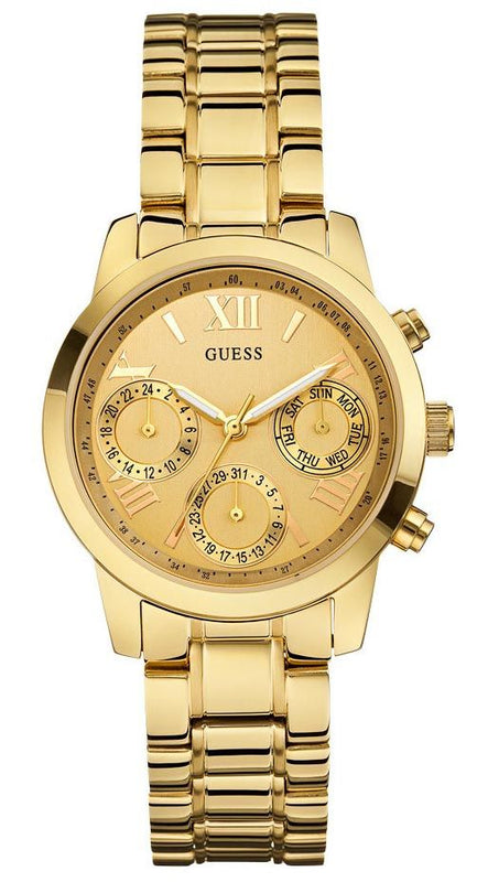 Guess Mini Sunrise Quartz Gold Dial Gold Steel Strap Watch For Women - W0448L2 Buy Now By Guess