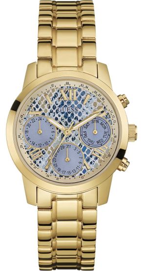Guess Mini Sunrise Quartz Blue Dial Gold Steel Strap Watch For Women - W0448L6 Buy Now By Guess
