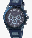 Guess Velocity Chronograph Blue Dial Blue Rubber Steel Strap Watch for Men - W0599G4 Buy Now By Guess