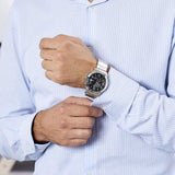 Guess Atlas Chronograph Black Dial Silver Steel Strap Watch For Men - W0668G3 Buy Now By Guess