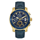 Guess Pinnacle Chronograph Quartz Blue Dial Blue Leather Strap Watch For Men - W0673G2 Buy Now By Guess