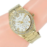 Guess Luna Diamonds White Dial Gold Steel Strap Watch for Women - W0729L2 Buy Now By Guess
