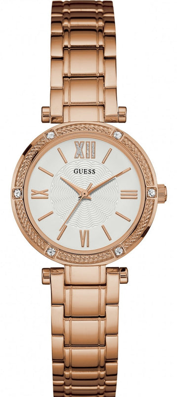 Guess Park Ave White Dial Rose Gold Steel Strap Watch for Women - W0767L3 Buy Now By Guess