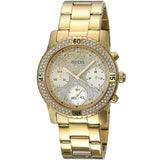 Guess Confetti Diamonds Silver Dial Gold Steel Strap Watch for Women - W0774L5 Buy Now By Guess