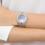 Guess Confetti Diamonds Blue Dial Silver Steel Strap Watch for Women - W0774L6 Buy Now By Guess