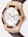 Guess Limelight Analog White Dial Brown Leather Strap Watch For Women - W0775l14 Buy Now By Guess